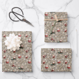 Golfing Santa on Desert Brown Geschenkpapier Set