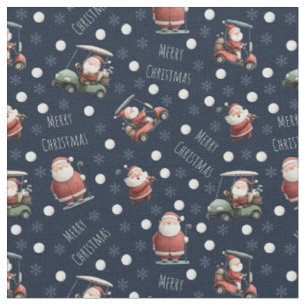 Golfing Santa on Navy Blue Stoff