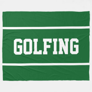 GOLFING Sportlich Weiße Textstreifen auf Waldgrün Fleecedecke