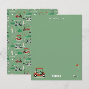 Golfkarren Moderner Golfer Golf Thema Kinder Mitteilungskarte