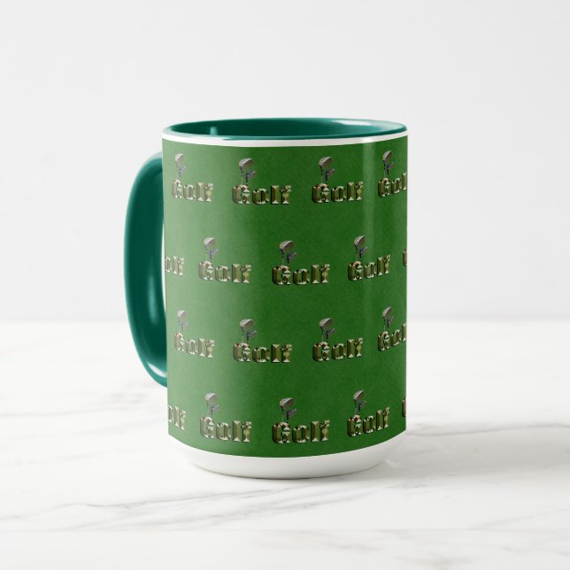 Golfklubs auf grünem Denim, Tasse (Vorderseite Links)