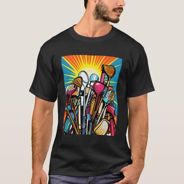 Golfklubs Golfer Golfspiel Golfspieler Putter Pop T-Shirt (Vorderseite)