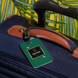 Golfklubs, Name & Initial auf grünem mit Monogramm Gepäckanhänger