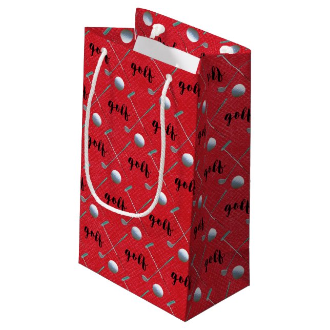 Golfklubs und Balls Kleine Geschenktüte (Rückseite Schrägansicht)