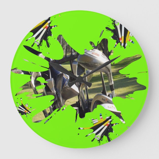 Golfklubs und T-Shirts, Abstrakte Kunst, Große Wanduhr (Vorderseite)