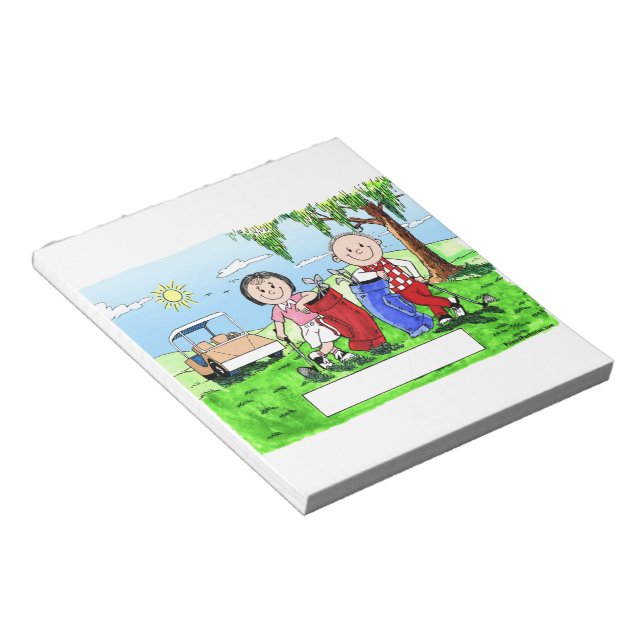 Golfkuppel - Personalisierter Cartoon Notizblock (angewinkelt)