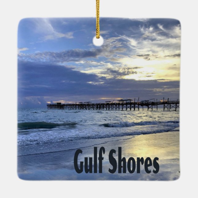Golfküste Alabama Beach Sunrise Pier Keramikornament (Rückseite)