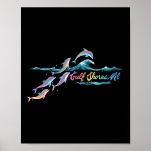 Golfküste Alabama Farbiger Delfinliebhaber Strand  Poster