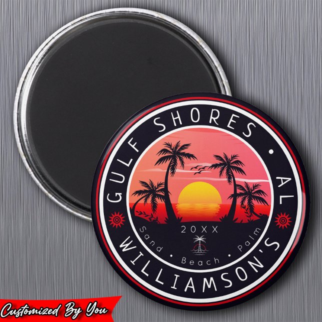 Golfküste Alabama Retro Sunset Souvenirs 80er Magnet (Von Creator hochgeladen)