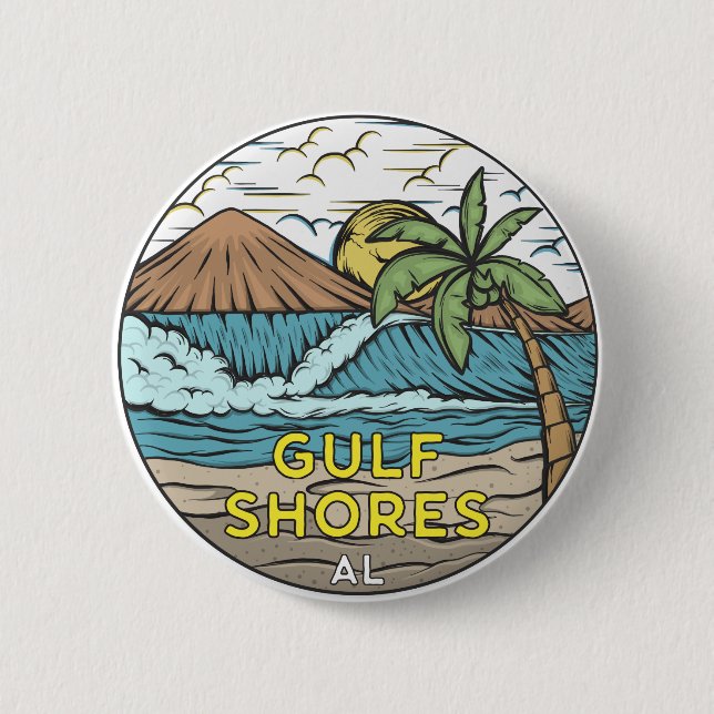 Golfküste Alabama Vintag Button (Vorderseite)