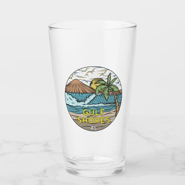 Golfküste Alabama Vintag Glas (Vorderseite)