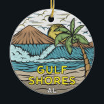 Golfküste Alabama Vintag Keramik Ornament<br><div class="desc">Golfküste handgezeichnete Abbildung mit Bergen und Meereswellen im Hintergrund. Ideal für alle,  die Lieben haben,  die Golfküste zu besuchen.</div>