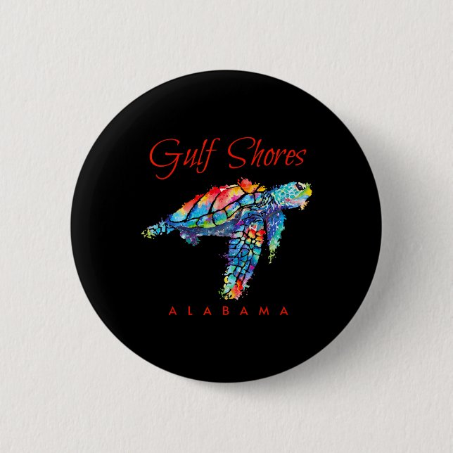 Golfküste Alabama Wasserfarbenschildkröte Button (Vorderseite)
