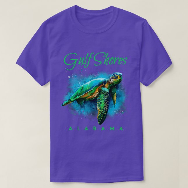Golfküste Alabama Wasserfarbenschildkröte T-Shirt (Design vorne)