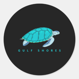Golfküste Alabyma Blauer Wasserschildkröte Runder Aufkleber