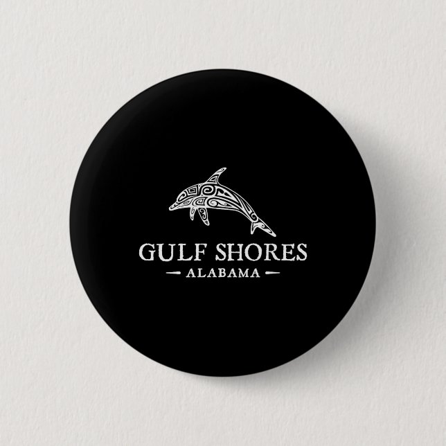 Golfküste Alabyma Retro Dolphin Urlaub Button (Vorderseite)