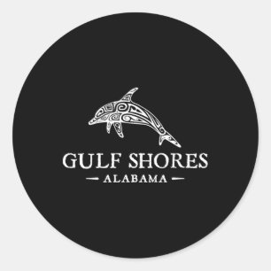 Golfküste Alabyma Retro Dolphin Urlaub Runder Aufkleber