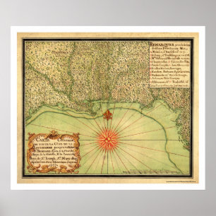 Golfküste der USA Karte 1747 Poster