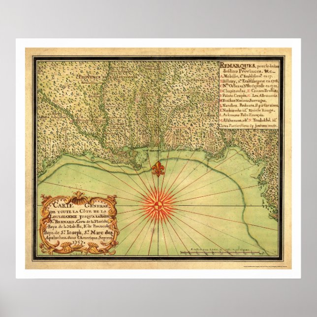 Golfküste der USA Karte 1747 Poster (Vorne)