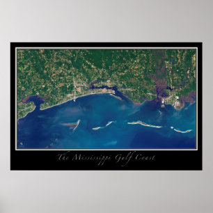 Golfküste von Mississippi von der Weltraumkarte Poster