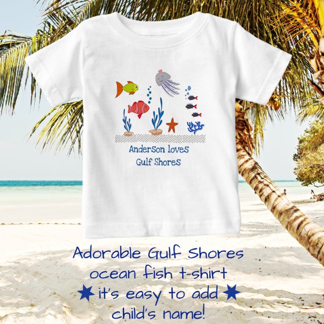 Golfküsten, AL Fun Ocean Fish mit Kindername Baby T-shirt (Von Creator hochgeladen)