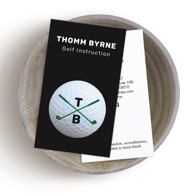 Golflehrer Mit Monogramm Gold Ball Business Car Visitenkarte (Von Creator hochgeladen)