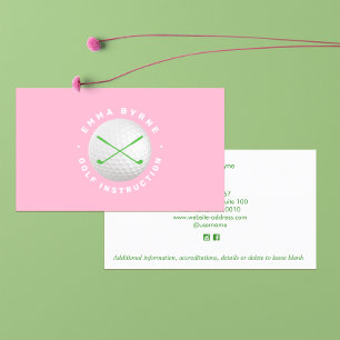Golflehrerin Pro Rosa Crossed Clubs Busi Visitenkarte