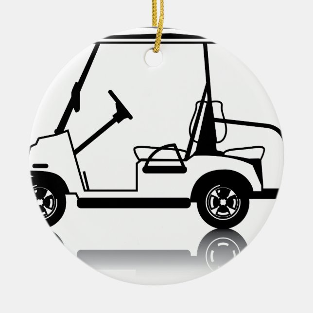 Golfmobilweiß Keramik Ornament (Vorne)