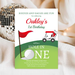 Golfparty Hole In One Erstes Geburtstagseinladung Einladung