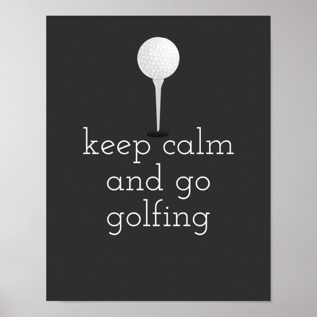 Golfplakat für Golfer in Grau und Weiß Poster (Vorne)