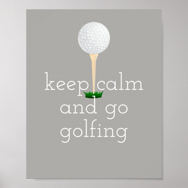 Golfplakat für Golfer in Grau und Weiß Poster (Vorne)