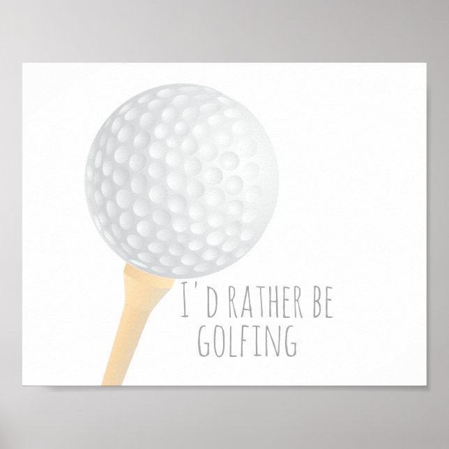 Golfplakat für Golfer in Grau und Weiß Poster (Vorne)