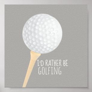 Golfplakat für Golfer in Grau und Weiß Poster