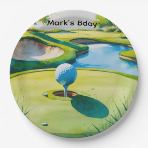 Golfplatz-Aquarell Pappteller