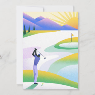 Golfplatz bei Sonnenaufgang mit goldenen Rochen Einladung
