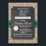 Golfplatz Birthday Party Golf Ball Jegliches Alter Einladung<br><div class="desc">Elegantes Rustikales Chalkboard und Holz Golf Design. Ändern Sie einfach den Text,  um Ihr Party . Rückdruck im Lieferumfang enthalten.</div>