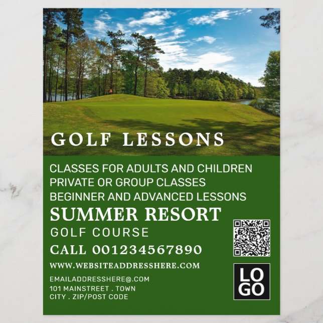 Golfplatz, GoIf Lesson Werbung Flyer (Vorne)