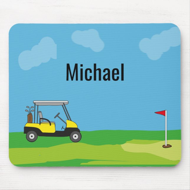 Golfplatz Golf Cart Cartoon Personalisiert Mousepad (Vorne)