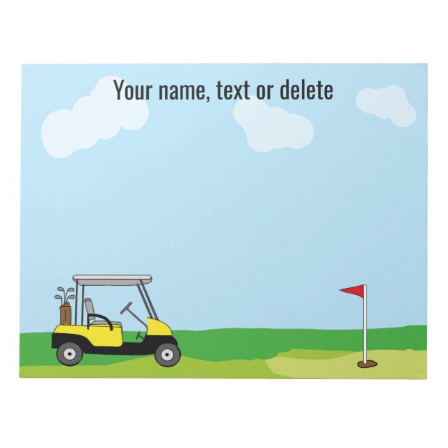 Golfplatz Golf Cart Personalisiert Notizblock (Vorderseite)