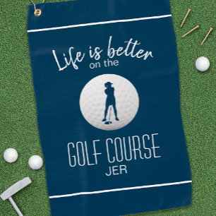 Golfplatz Golfer Leben Zitat Dame Blau Benutzerdef Golfhandtuch