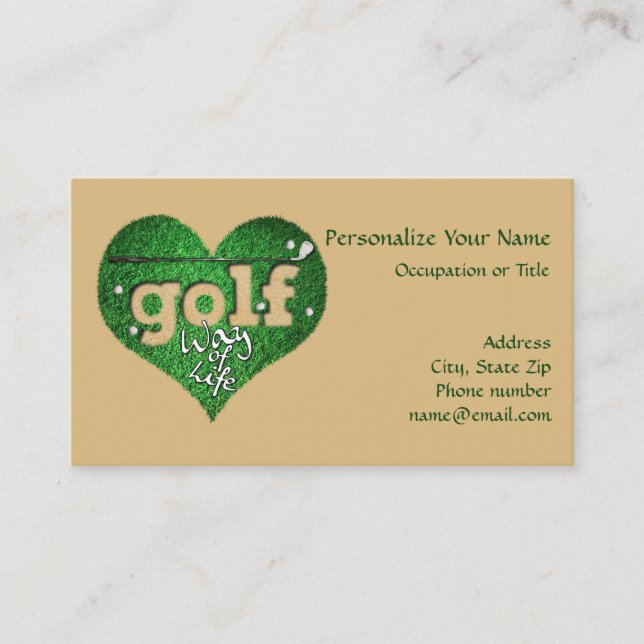 Golfplatz Herz und Golf Club Visitenkarte (Vorderseite)
