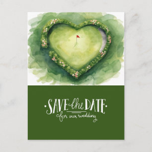 Golfplatz-Herzform Save-the-Date für die Hochzeit Postkarte