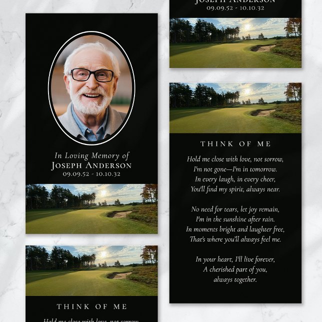 Golfplatz in Loving Memory Prayer Card Telefonnummerkarte (Von Creator hochgeladen)
