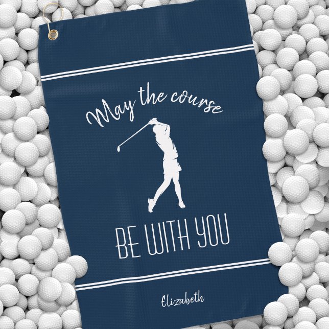 Golfplatz Lady Golfer Pro Modernes Monogram Blue Golfhandtuch (Von Creator hochgeladen)