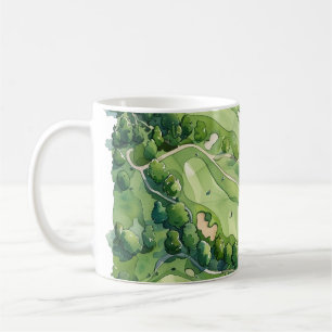 Golfplatz Landschaftlicher Golfplatz Wasserfarben Kaffeetasse