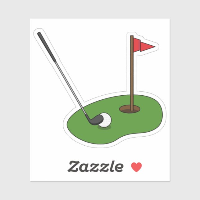 Golfplatz Loch mit Fahne Aufkleber (Blatt)