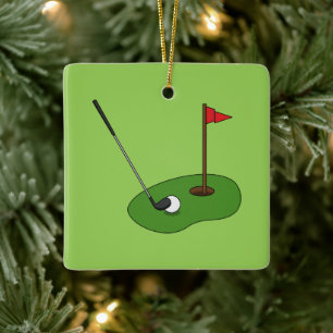 Golfplatz Loch mit Fahne Keramikornament