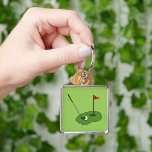 Golfplatz Loch mit Fahne Schlüsselanhänger