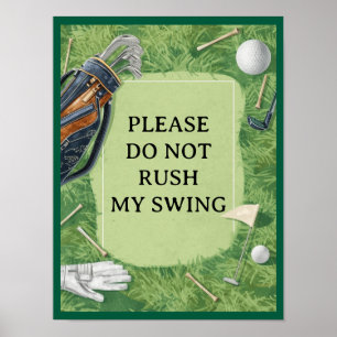 Golfplatz mit eigenem Text auf Grün für Golfer Poster