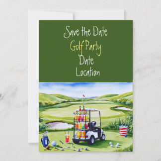 Golfplatz mit Geburtstagsparty Dekoration Einladung